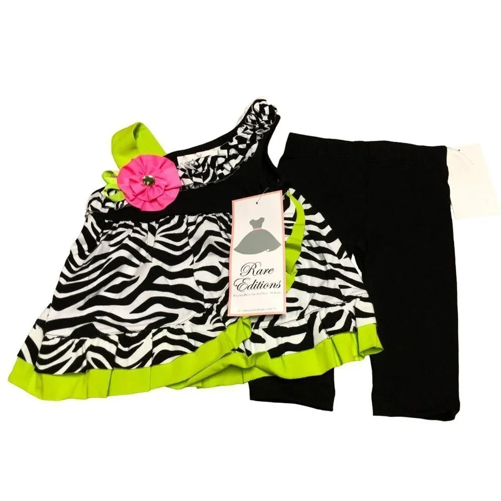 RARE‎ EDITIONS 2 PCS SET OUTFIT DRESS & BOTTOM 3 MOS NEW WITH TAG